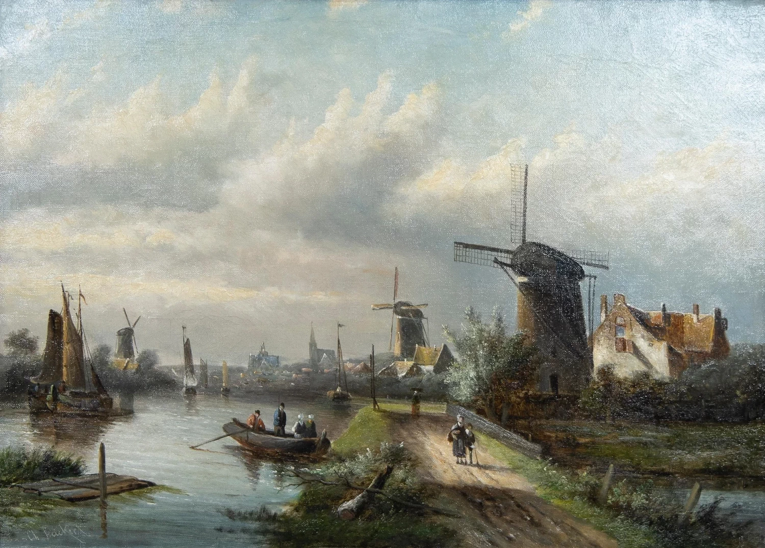 Charles Leickert - Paesaggio con mulini 1